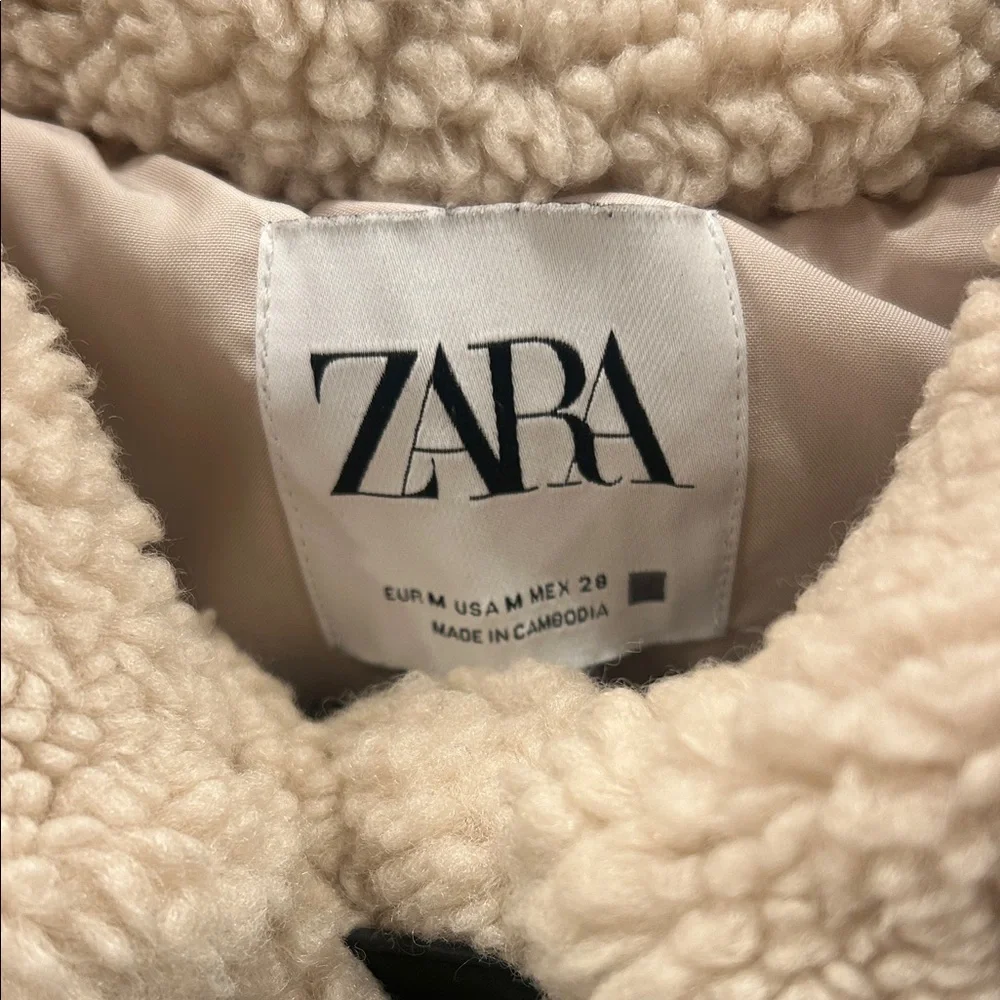 Zara Cream Teddy Jacket for Women - Picture 5 of 6